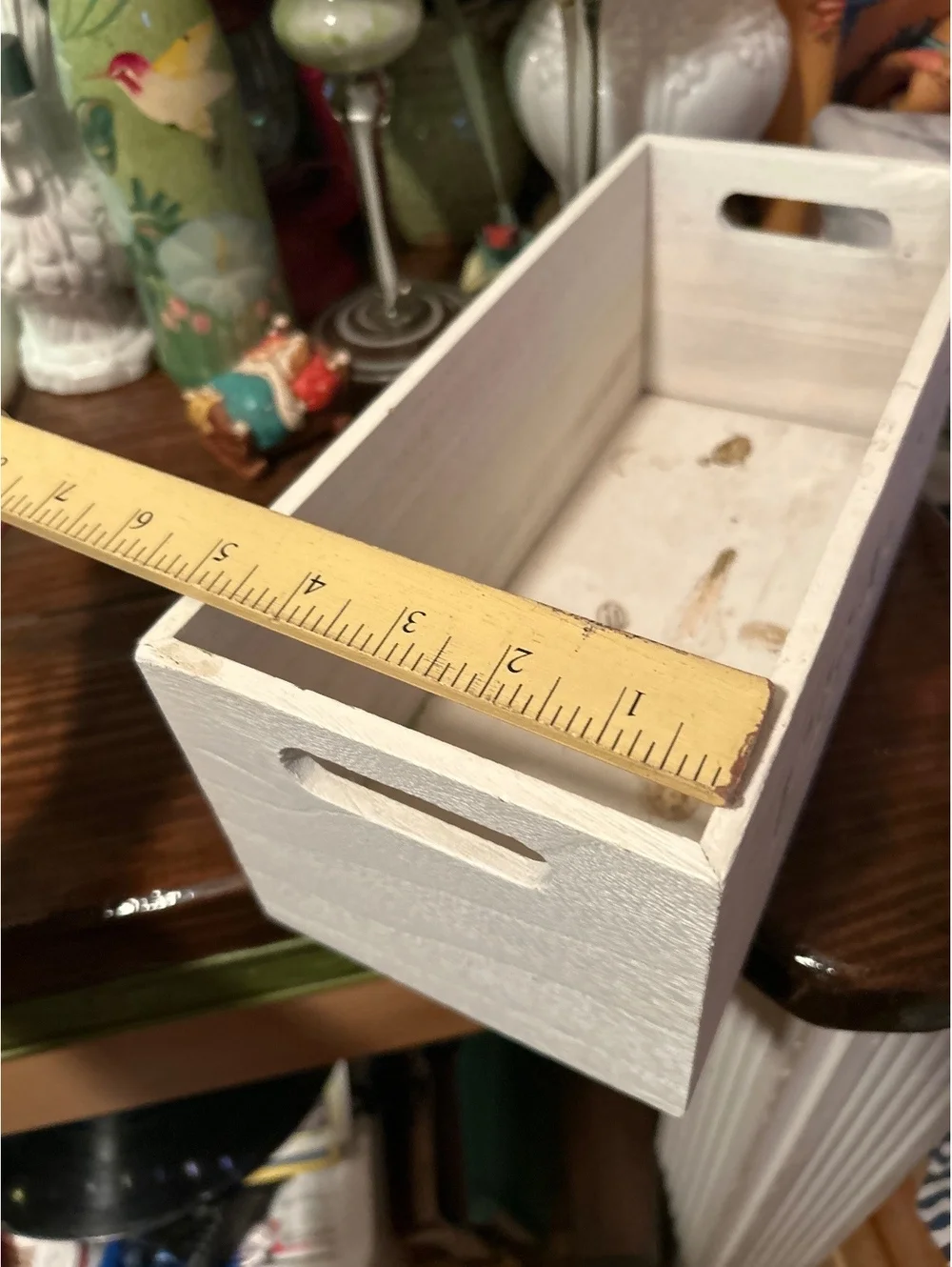 White Wooden Storage Box with 'PEACE' Cutout Design